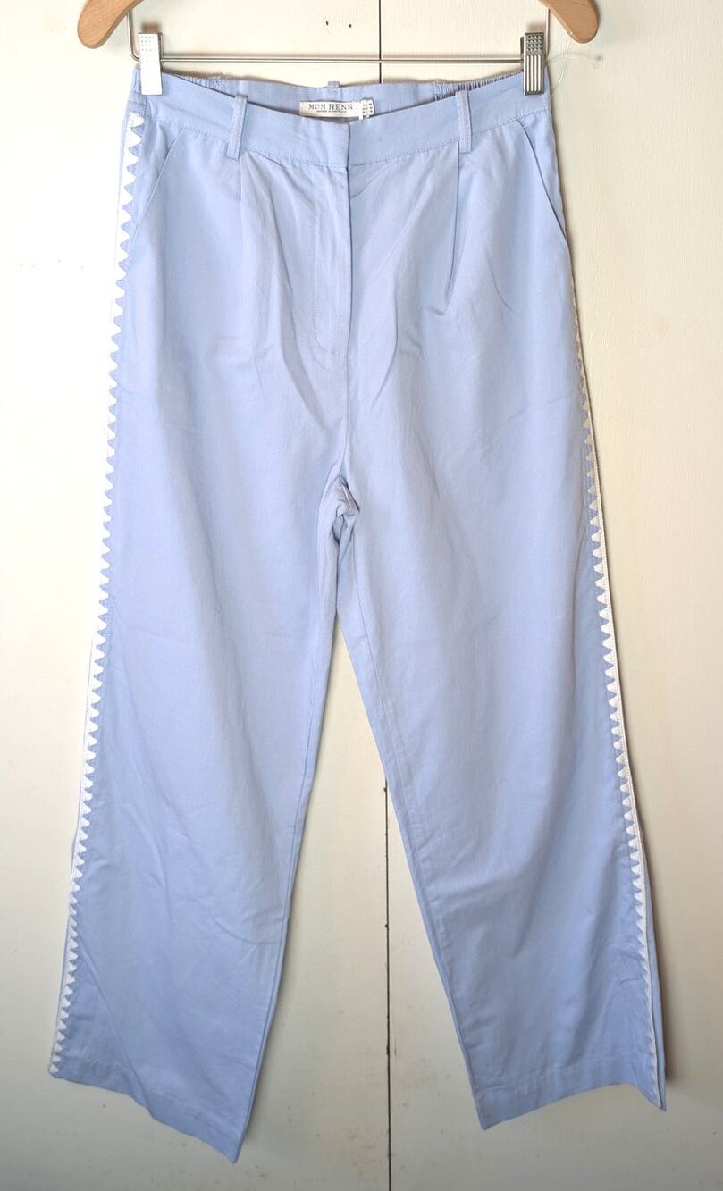 MØN RENN Lisle Anthropologie Blue & White Pants Medium